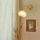 Vintage Copper Flower Petal Glass Wall Lamp