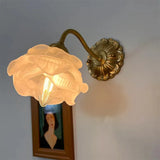 Vintage Copper Flower Petal Glass Wall Lamp