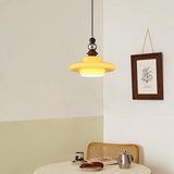 Medieval Style Glass Beige Dining Room Pendant Light