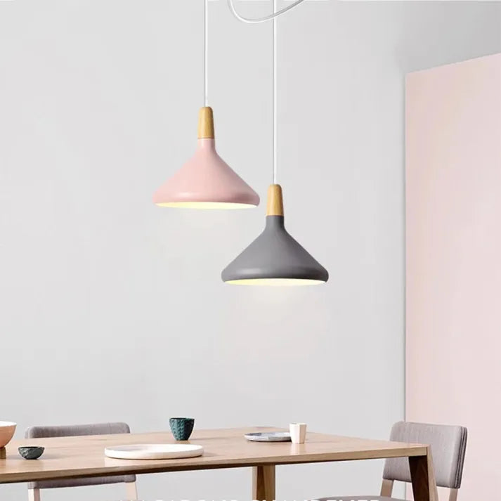 French Macaron Conical Metal Pendant Lamp