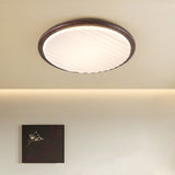 Round Wood Folding LED Bedroom Ceiling Light