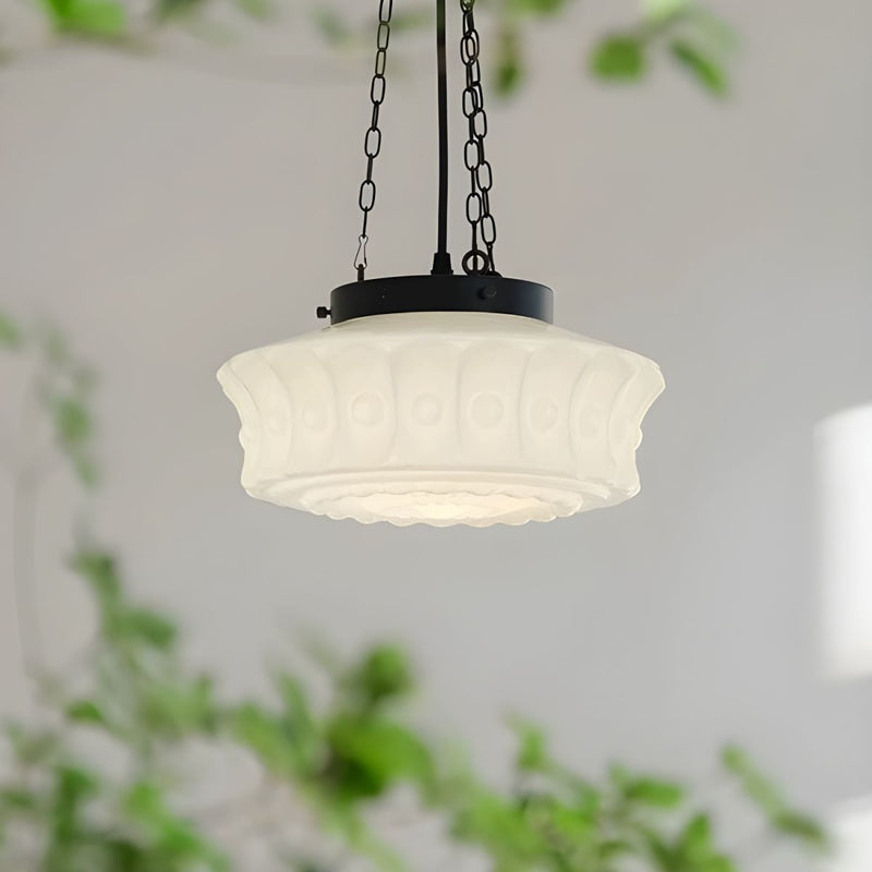 White Vintage Round Pendant Light