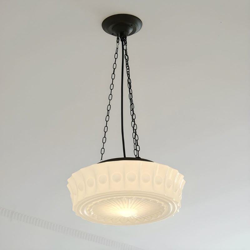 White Vintage Round Pendant Light