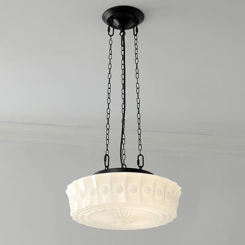 White Vintage Round Pendant Light