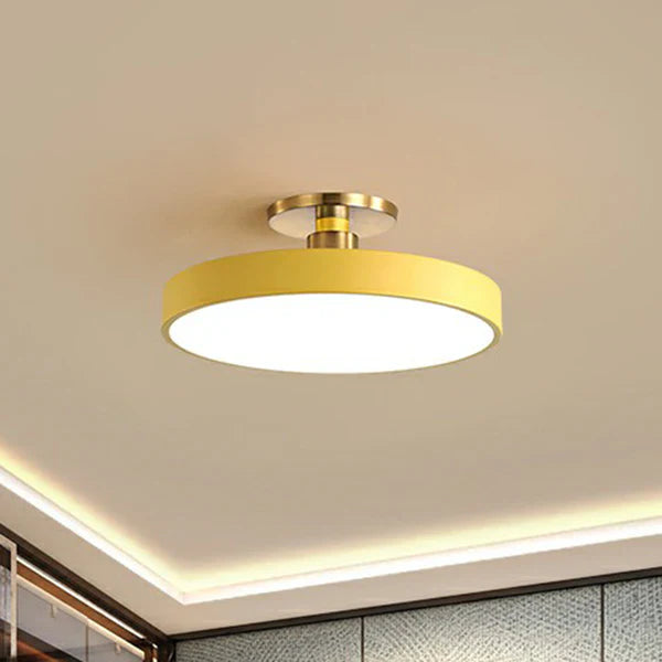 Round Flush Mount Light Nordic Style Acrylic Bedroom LED Semi Coil Ceiling Light