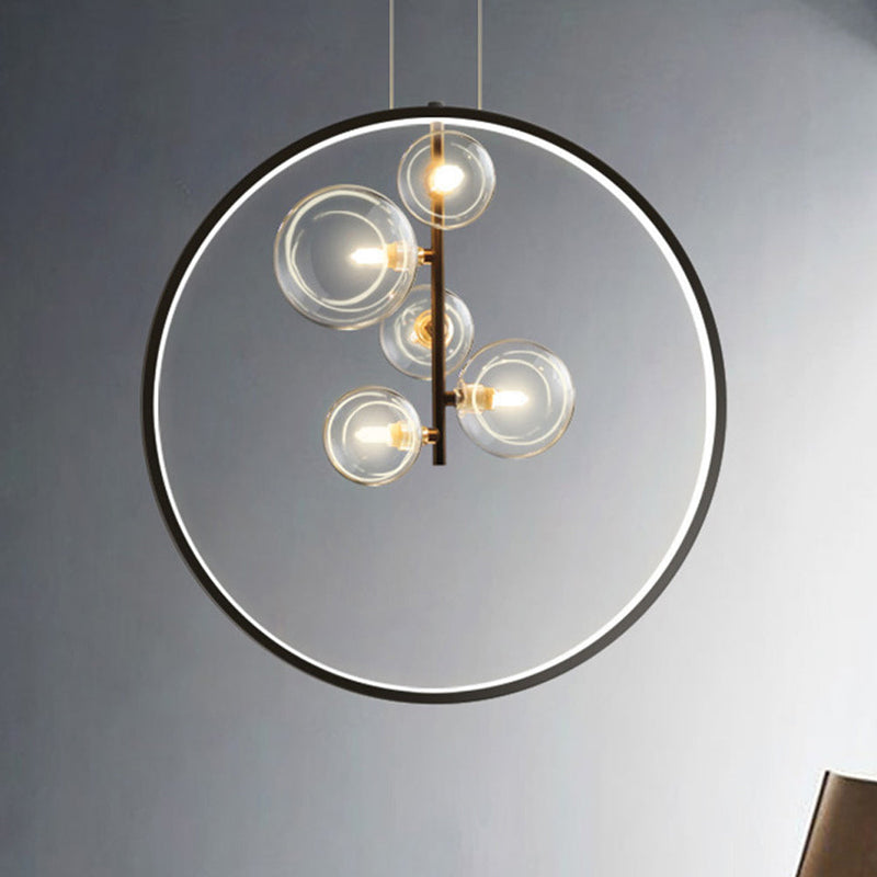 Nordic Bubble Glass Pendant Lamps with Ring