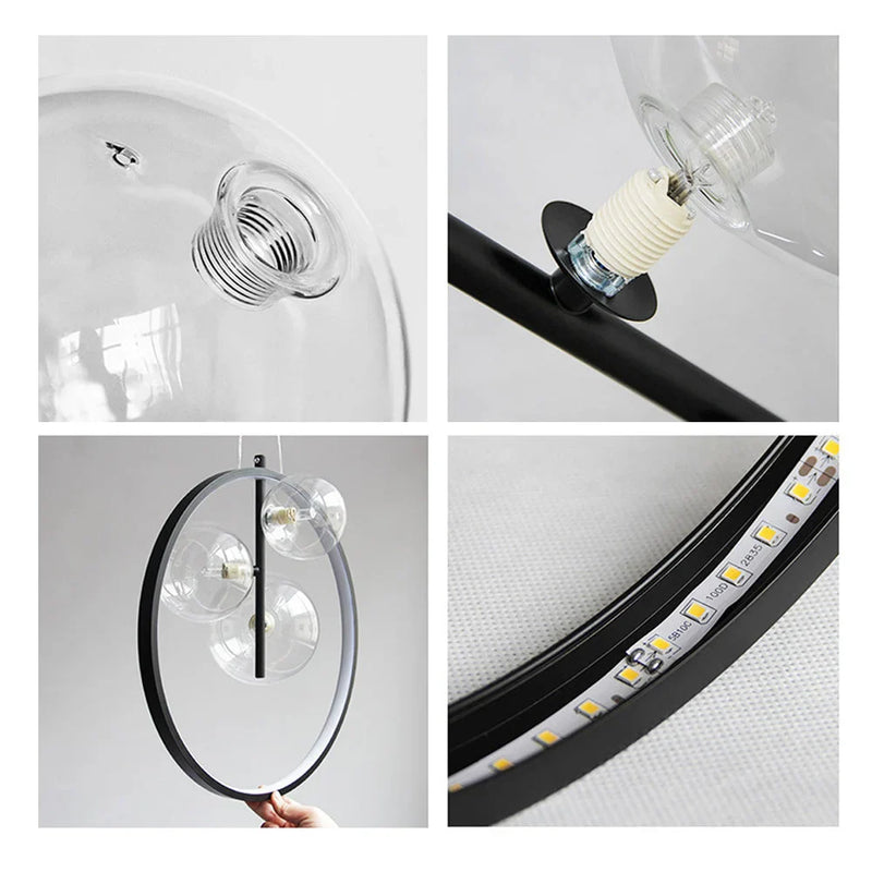 Nordic Bubble Glass Pendant Lamps with Ring