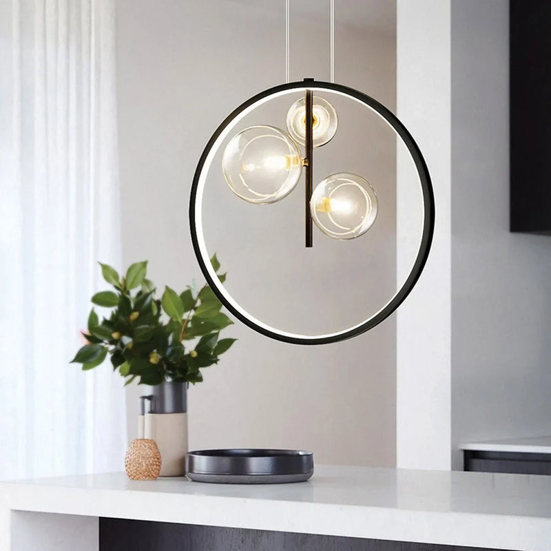 Nordic Bubble Glass Pendant Lamps with Ring