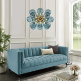 Cluster Blue Glass Bubble Chandelier