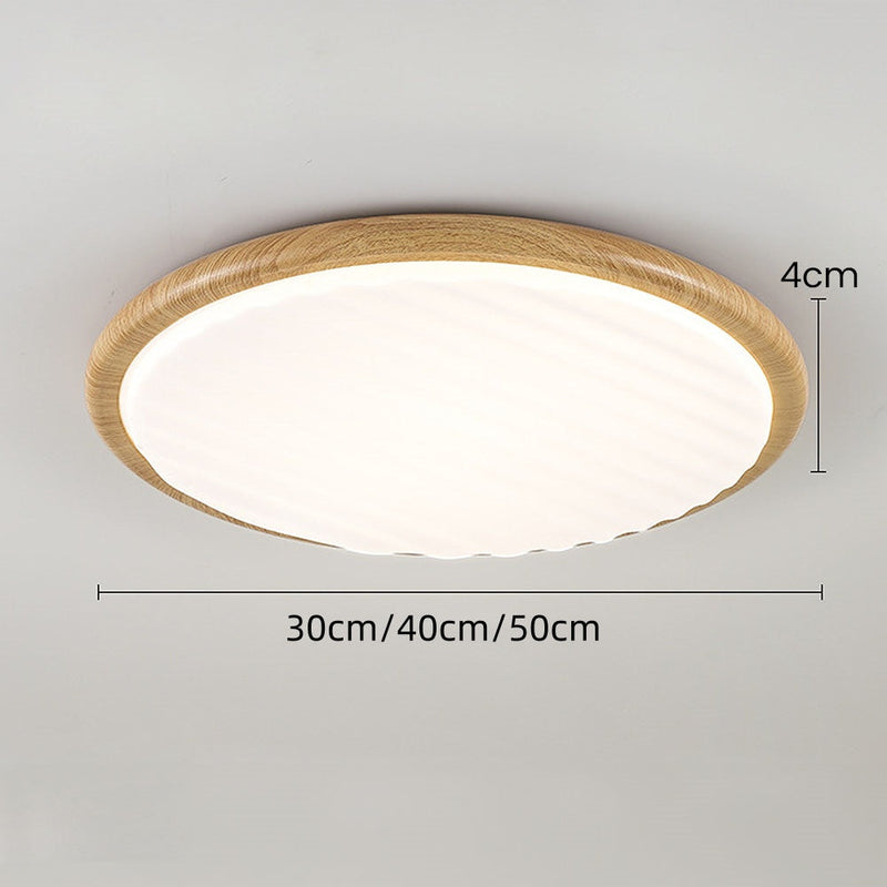 Round Wood Folding LED Bedroom Ceiling Light