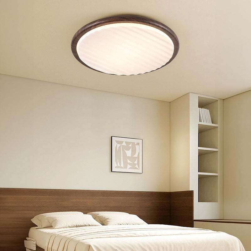 Round Wood Folding LED Bedroom Ceiling Light