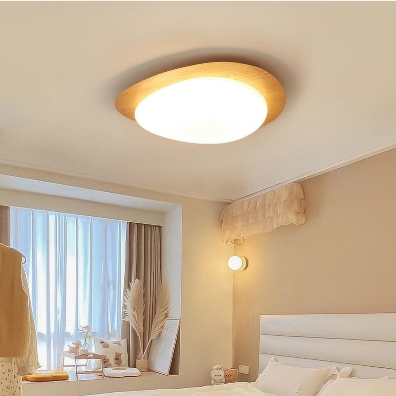 Scandinavian Pebble Wood Grain Ceiling Light