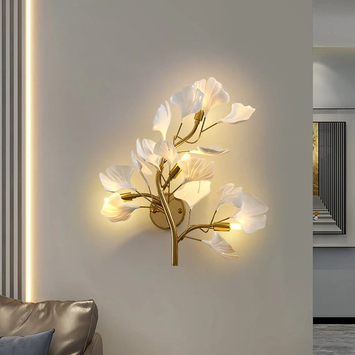 Flower branch wall lamp