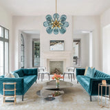 Cluster Blue Glass Bubble Chandelier