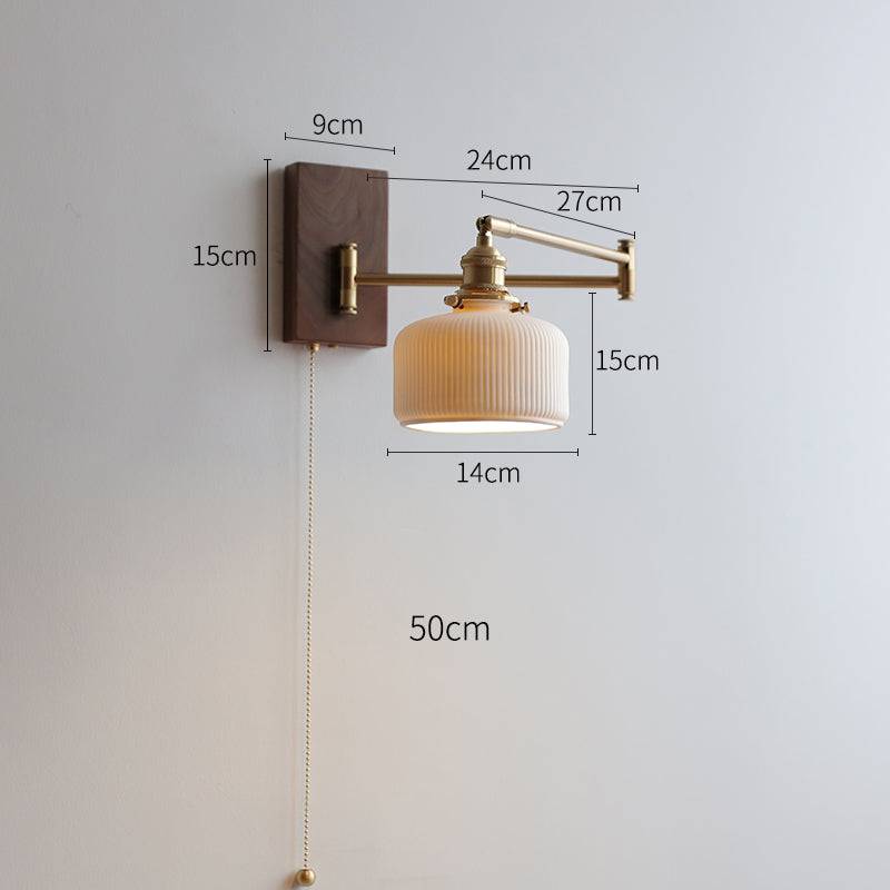 Ceramic Wall Lamp With Wood Plate