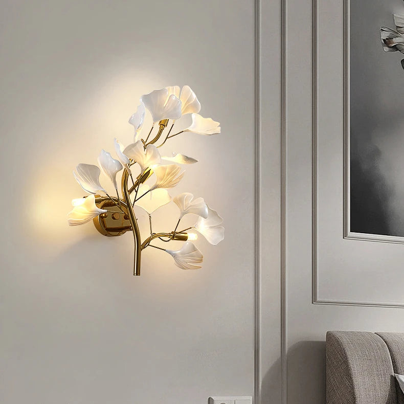 Flower branch wall lamp