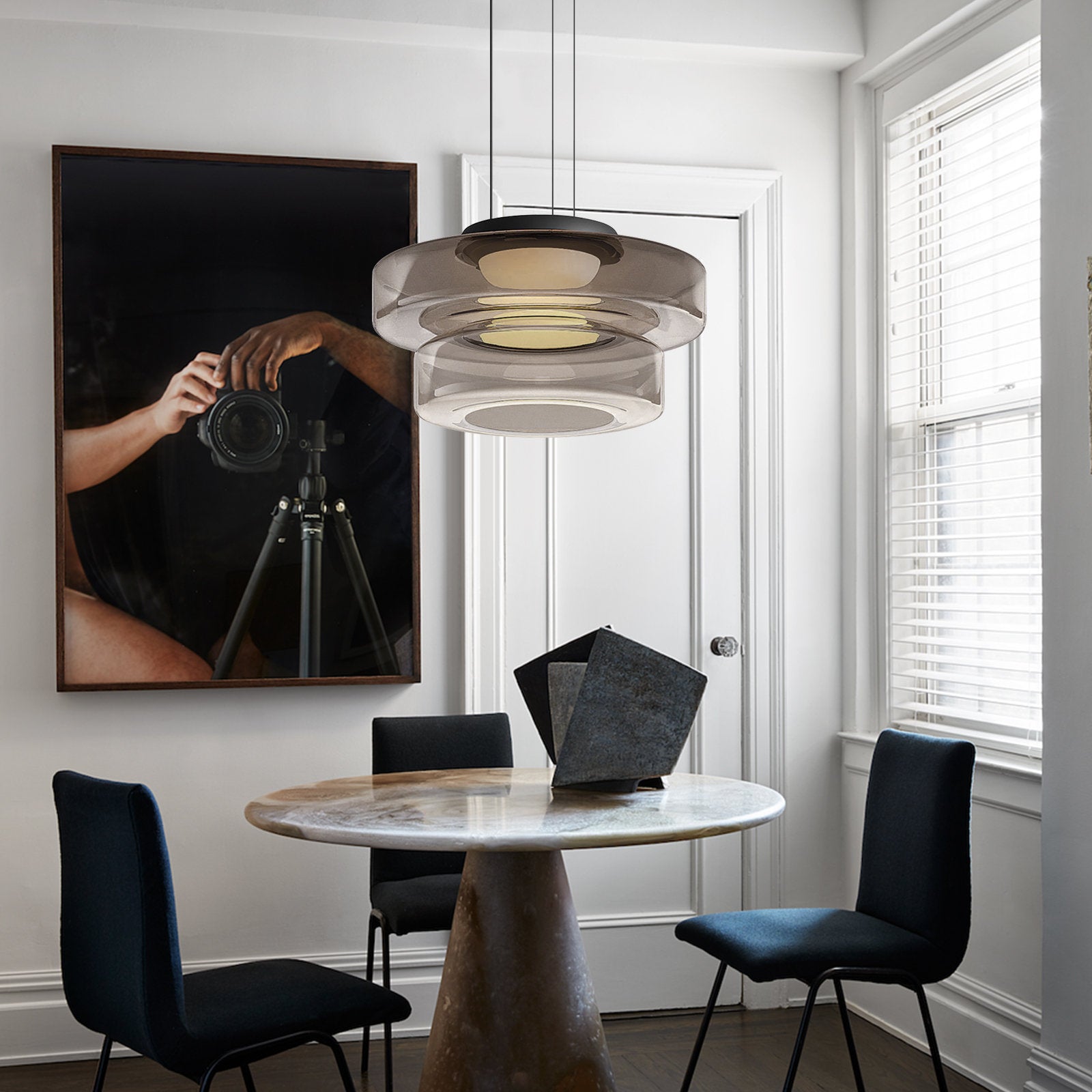 Modern Pendant Light | Bauhaus-Inspired Glass Disc Design main image 1