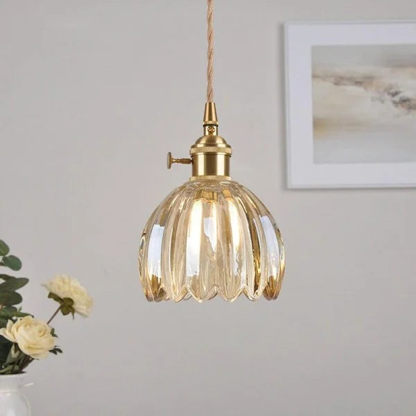 Japanese Retro Glass Flower Pendant Light