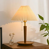 Vintage Pleated Wood Table Lamp